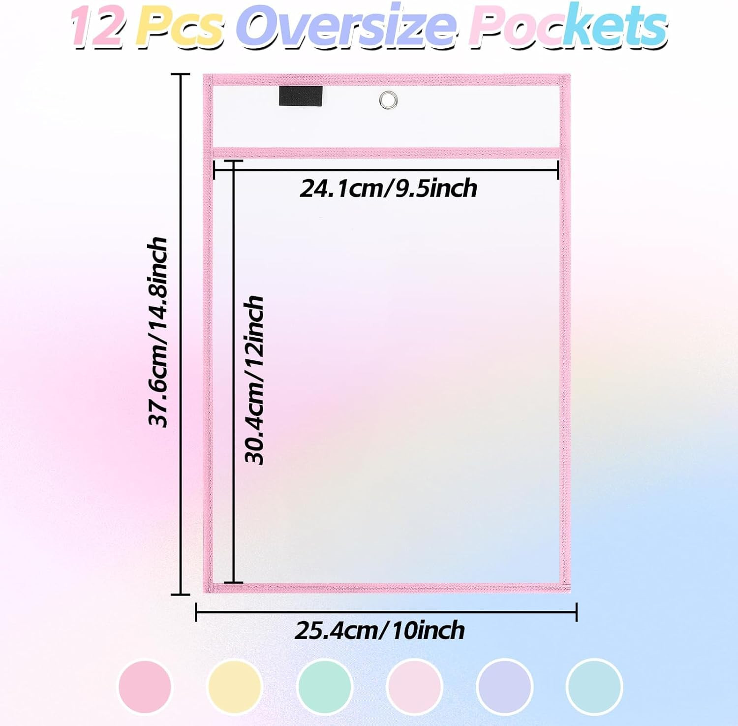 12 Pack Dry Erase Pockets 6 Assorted Colors 8.5 x 11 Inch Clear Plastic Sheet Pr