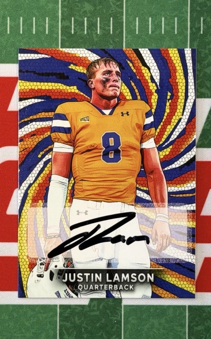 Justin Lamson On Card Autograph Montana State Bobcats National Champion QB MS1