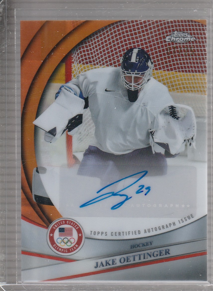 2026 Topps Chrome U.S. Winter Olympic #BCA-JOE Jake Oettinger Auto Orange #/25