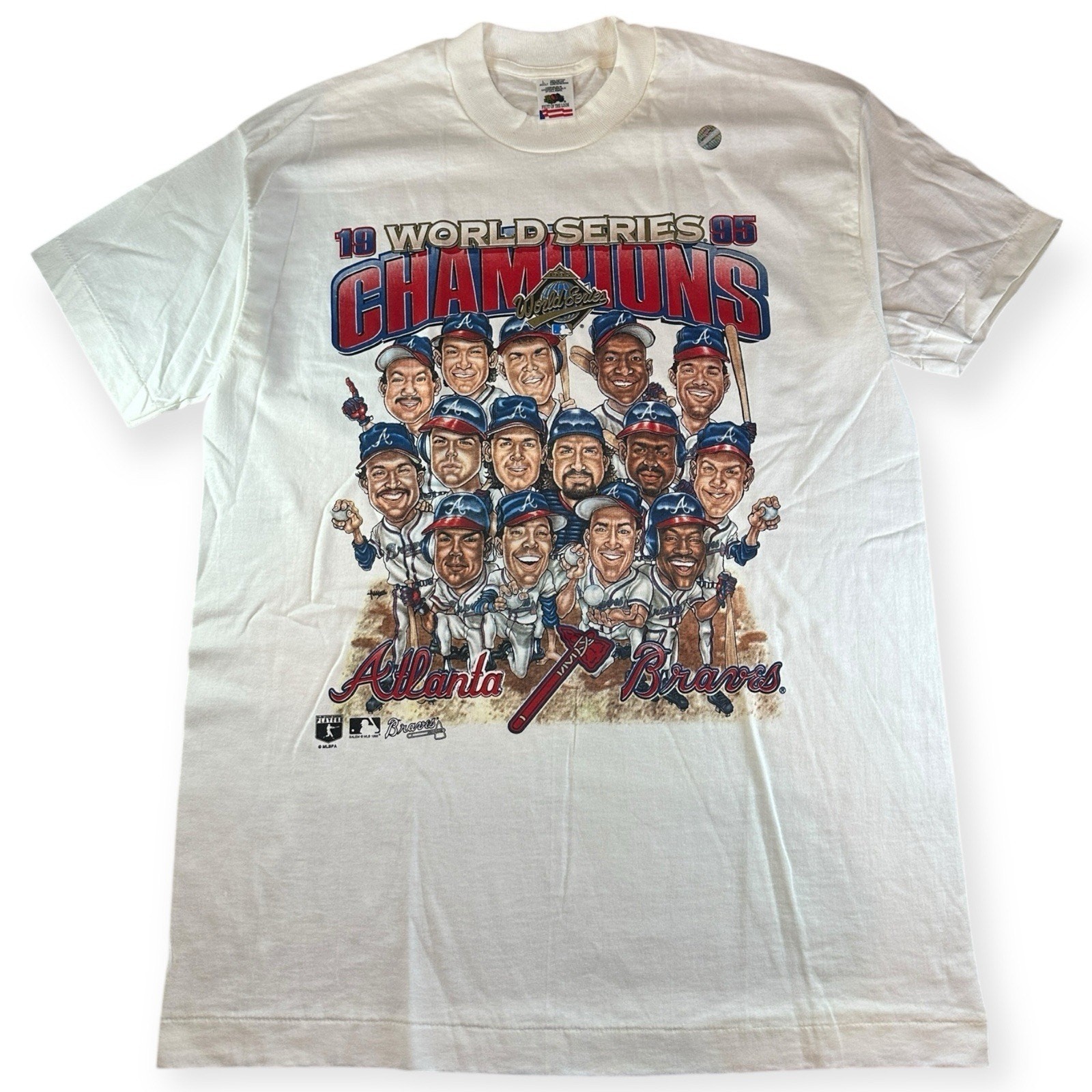 Vintage 1995 Atlanta Braves World Series Champions Caricature Shirt AN62531