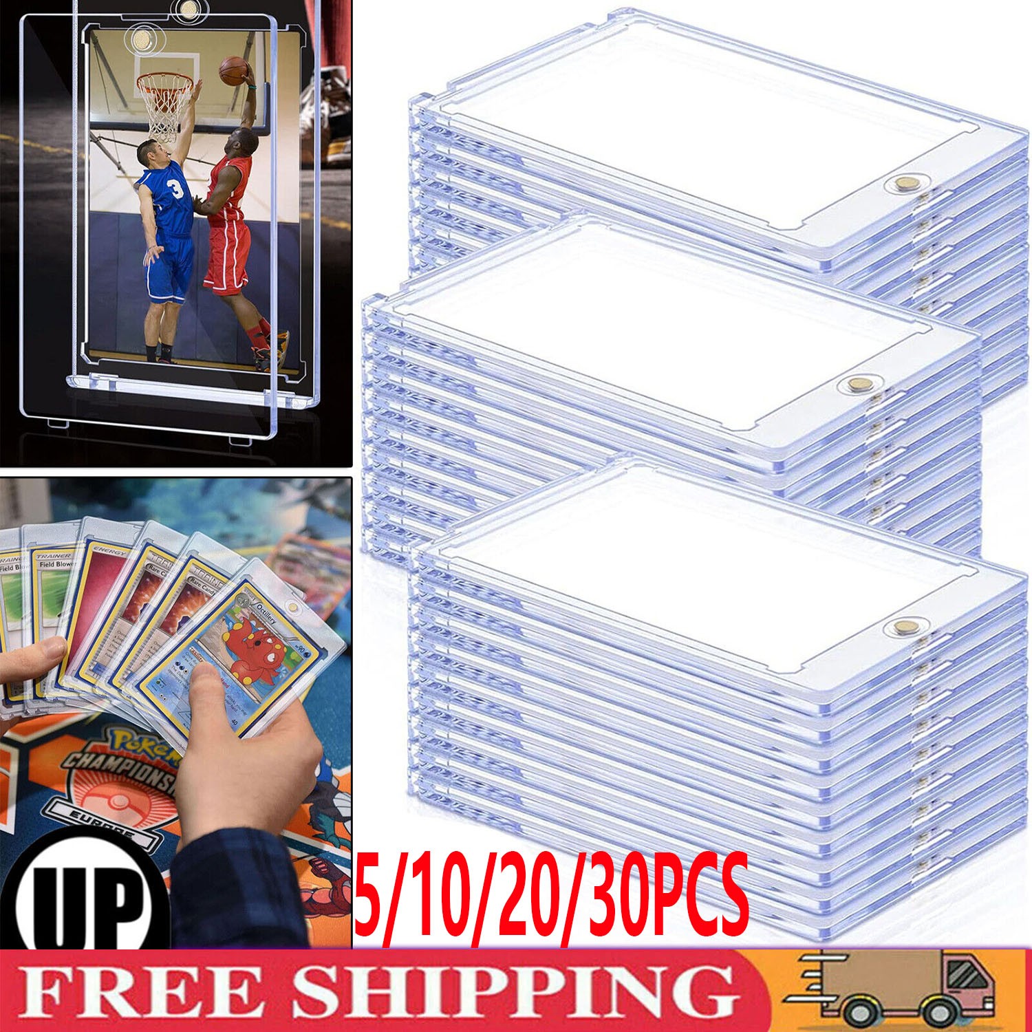 5/10/30 pcs Magnetic Card Holder for Trading Cards Protector Case Hard Baseball