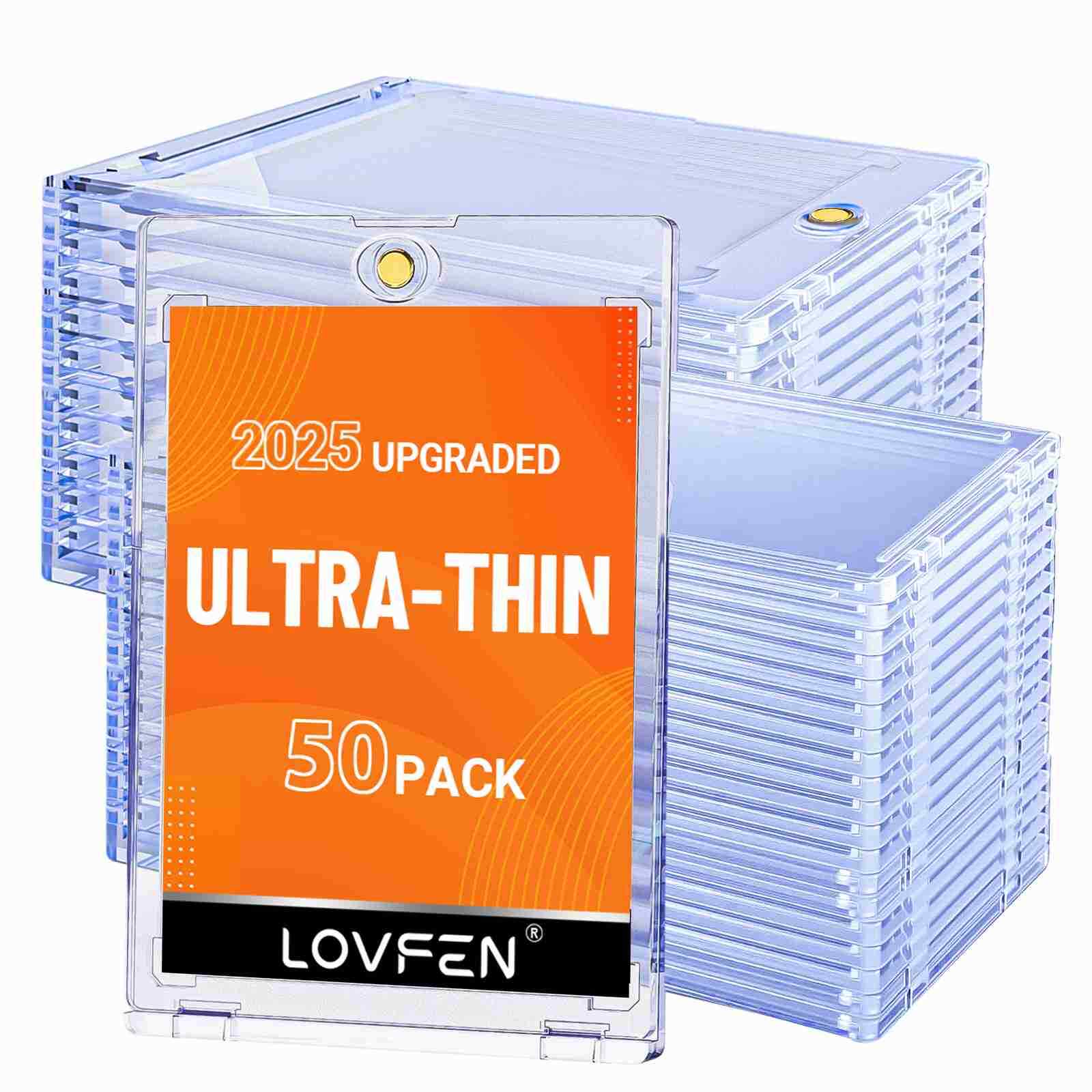 ULTRA-THIN 50/100/150/200 Pack Magnetic One Touch Card Holder Holds 35PT Cards