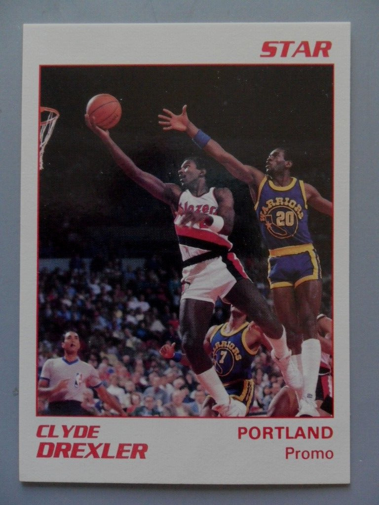 1990-91 Star Basketball Clyde Drexler Blank Back Promo Card White NM/MT *HOF’er*