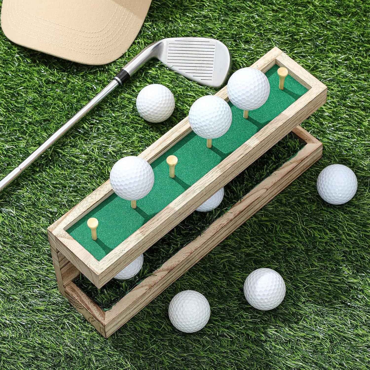 12.5 x 3 Inch Rustic Golf Ball Holder，Wall Mounted Vintage Display Stand Floatin