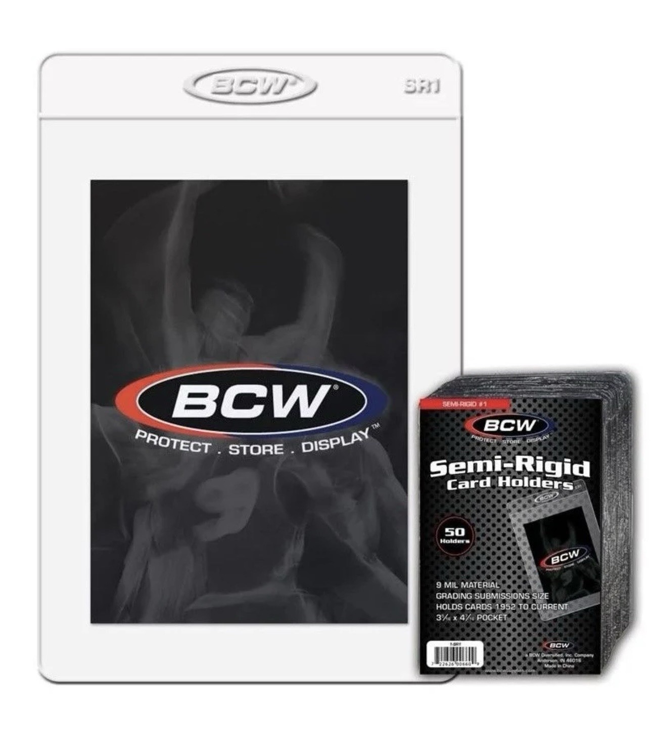 (50) BCW SEMI RIGID CARD HOLDER # 1 – PSA BGS SGC GRADING SUBMISSION SIZE SLEEVE