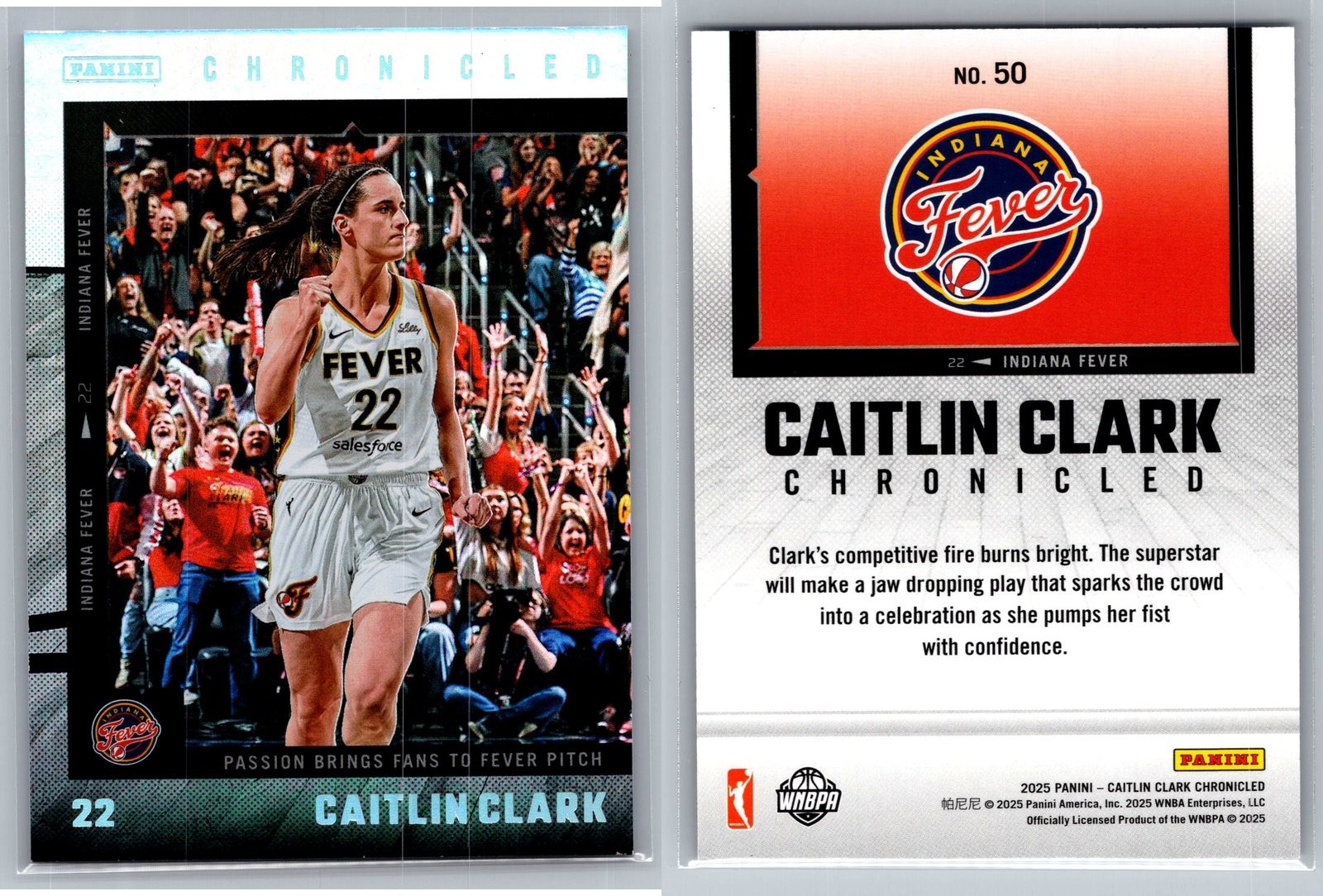 2025 Panini Caitlin Clark Chronicled CAITLIN CLARK #50 Indiana Fever Holo
