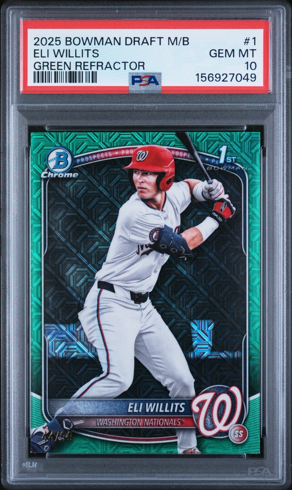 2025 Bowman Draft Mega Box #1 Eli Willits Green Refractor /99 PSA 10 GEM MINT