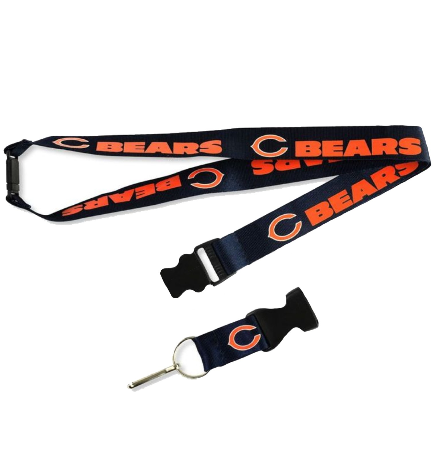 CHICAGO BEARS LANYARD NFL LICENSED NAVY BLUE ORANGE 24 INCHES HEAVY DUTY RIBBON