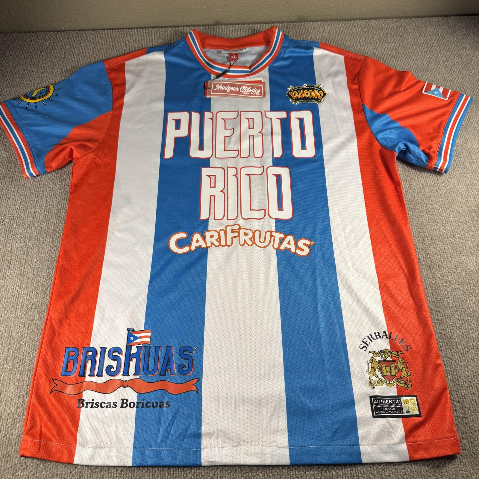 Puerto Rico Jersey Shirt Mens XL Multi-Color Soccer Headgear Classics Striped 19