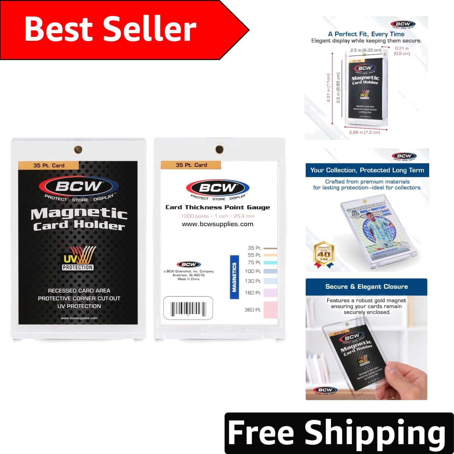 Compact Magnetic Card Holders – 5 Pack, 35 PT Thickness, Effortless Access