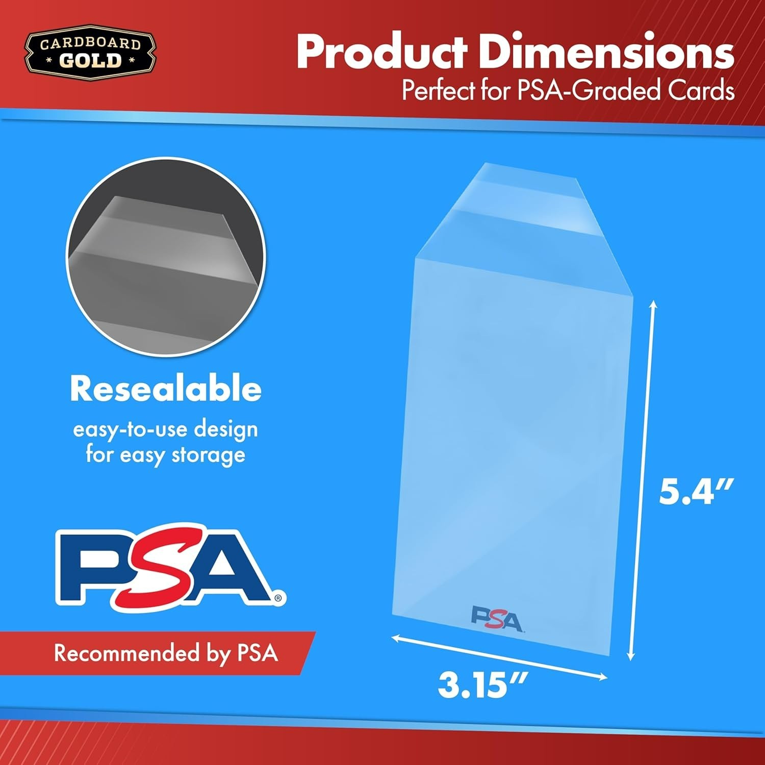 PSA Graded Card Sleeves – 50 Count with PSA Logo, Resealable Slabs Sleeve – P…