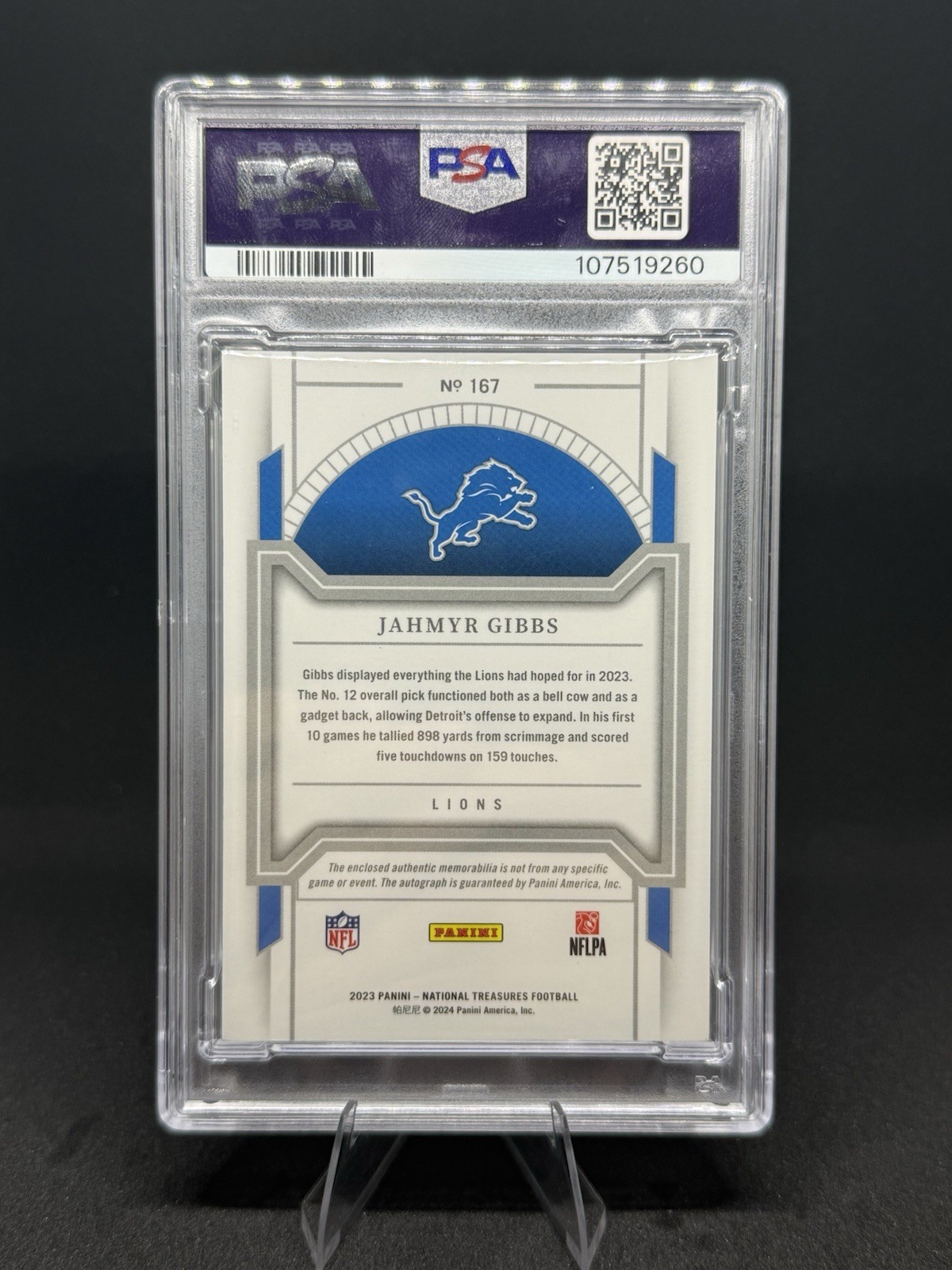2023 National Treasures Jahmyr Gibbs RPA NFL Shield 1/1