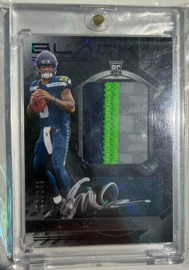 2025 Panini Black /249 Jalen Milroe RPA ROOKIE PATCH AUTO Seahawks #RKPA-JME