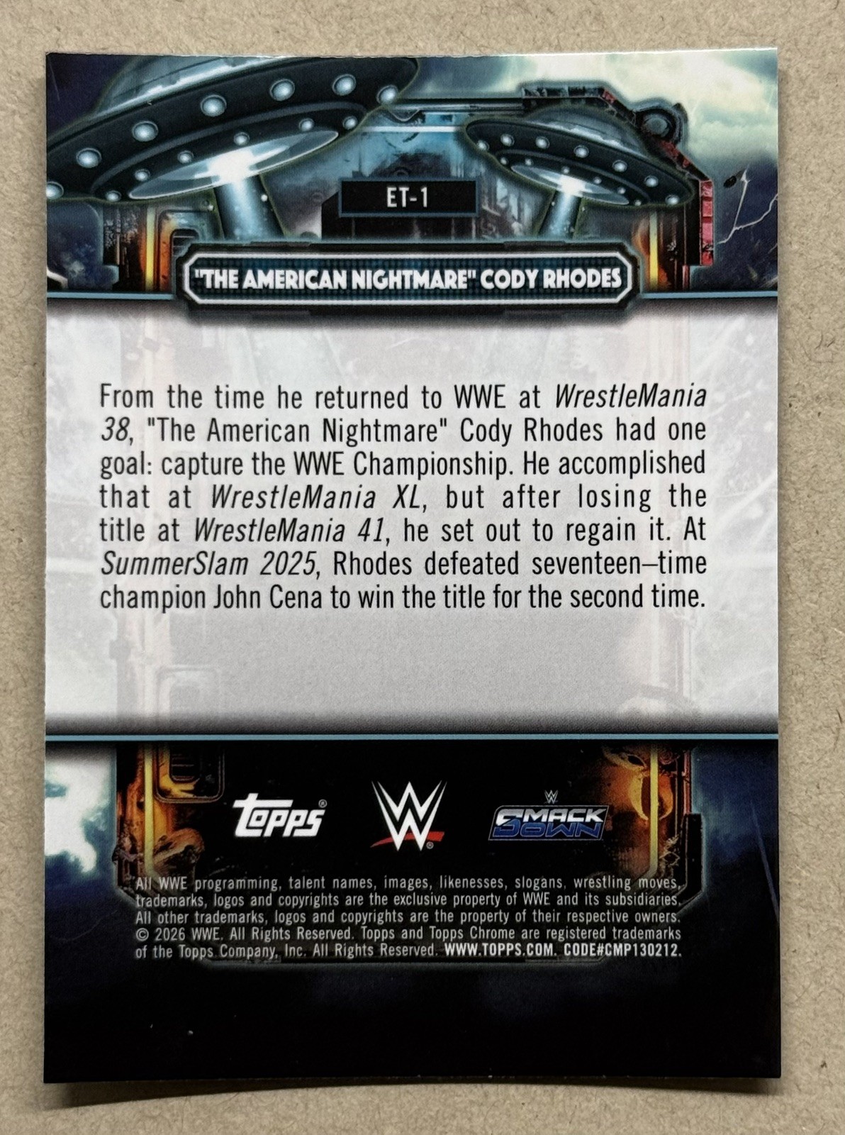2026 WWE Topps Chrome Cosmic – Extra Terrestrial – Cody Rhodes #ET-1
