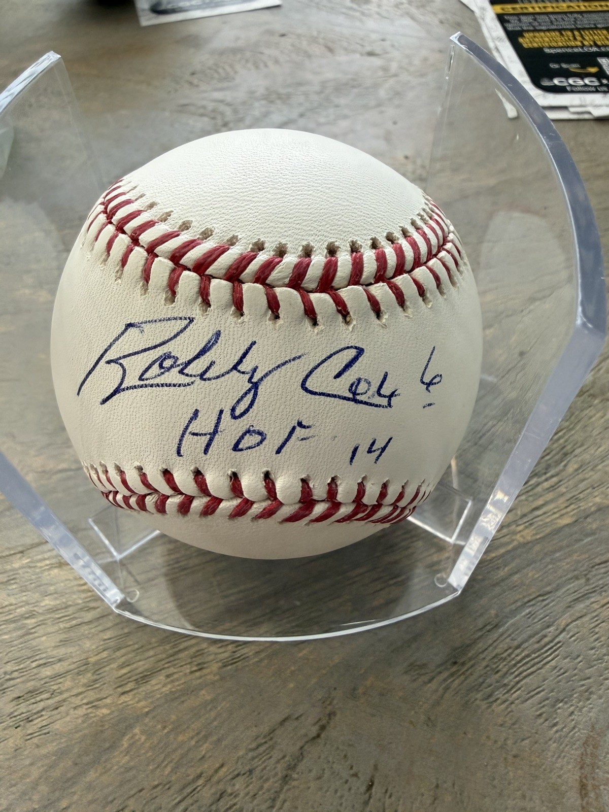 Bobby Cox Signed Baseball Rawlings MLB Baseball HOF 14 Inscribed Autographed JSA