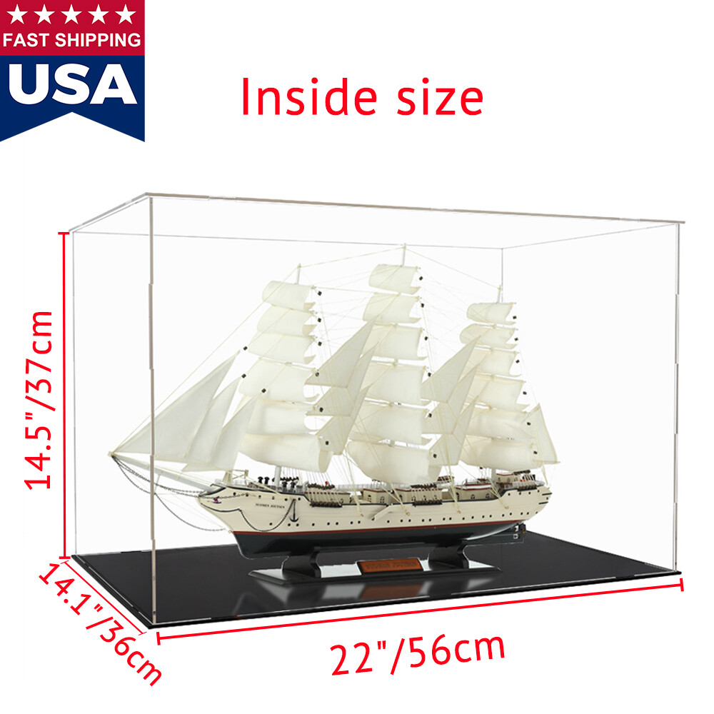 Large Acrylic Display Case Box Glass 22″ Wide Memorabilia Collectible Ship Model