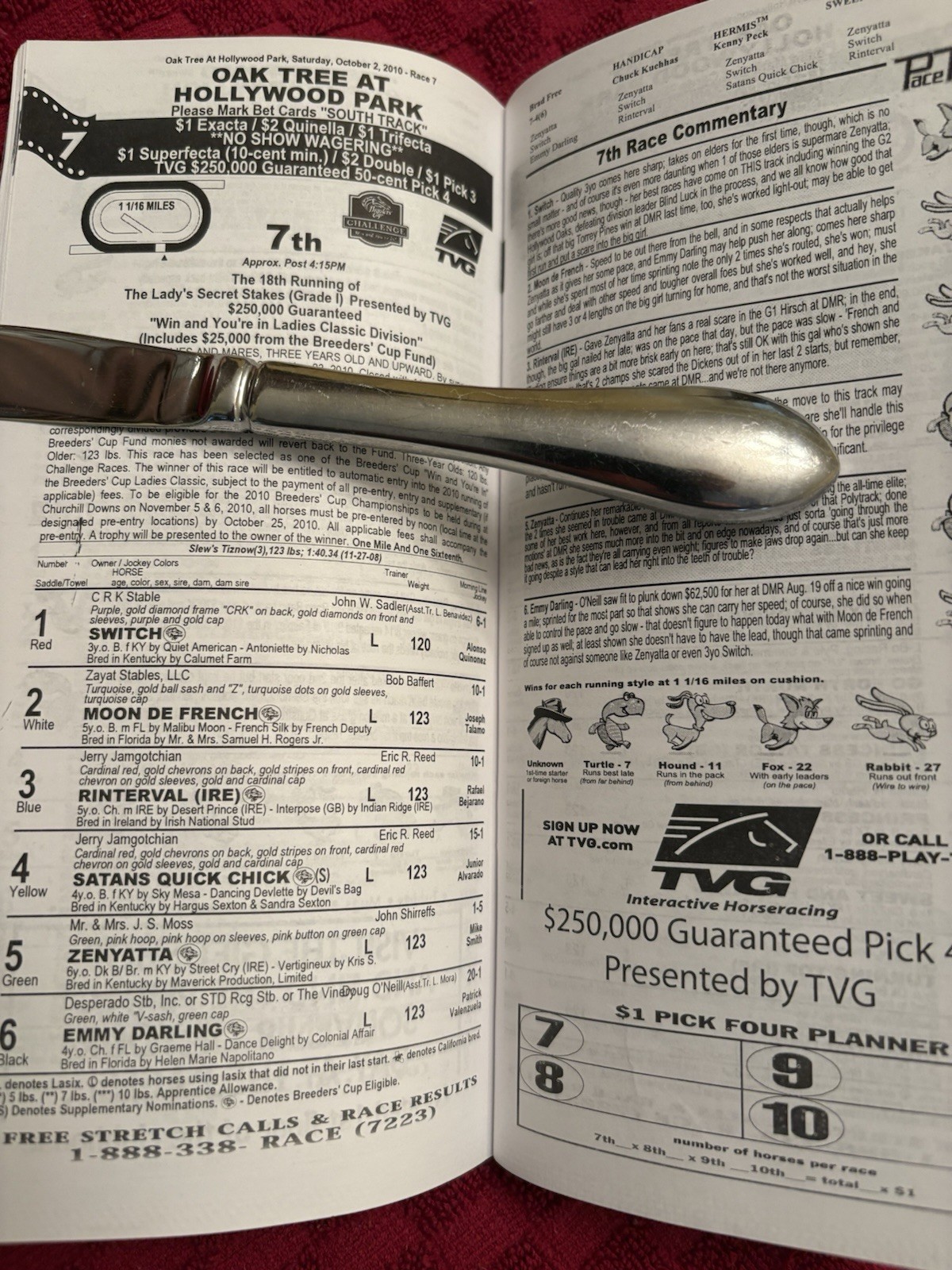 2010 LADY’S SECRET STAKES PROGRAM—ZENYATTA (HOF)—GEM MINT—VERY HARD TO FIND