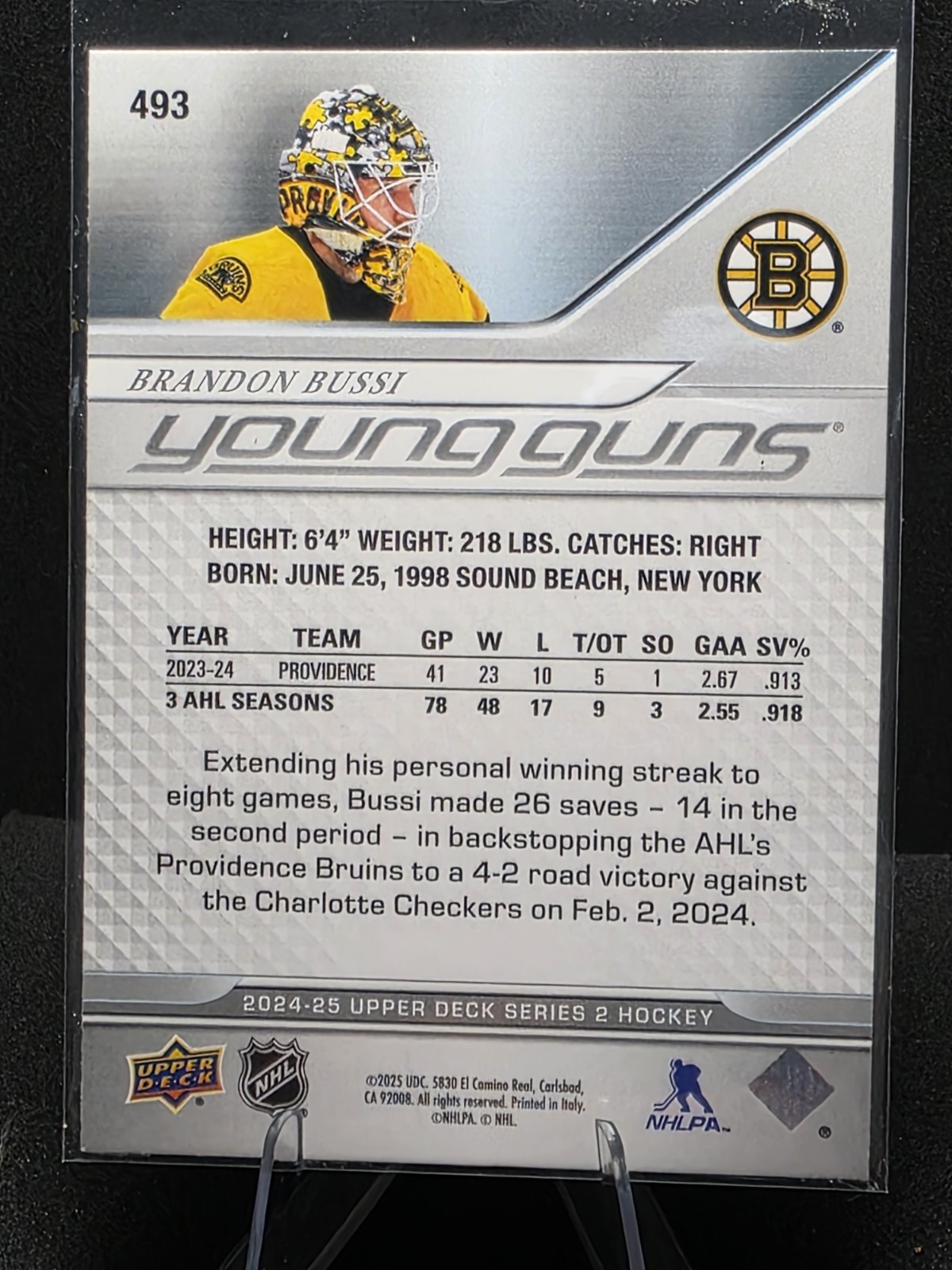 2024-25 Upper Deck Series 2 – Young Guns Brandon Bussi #493 (RC)