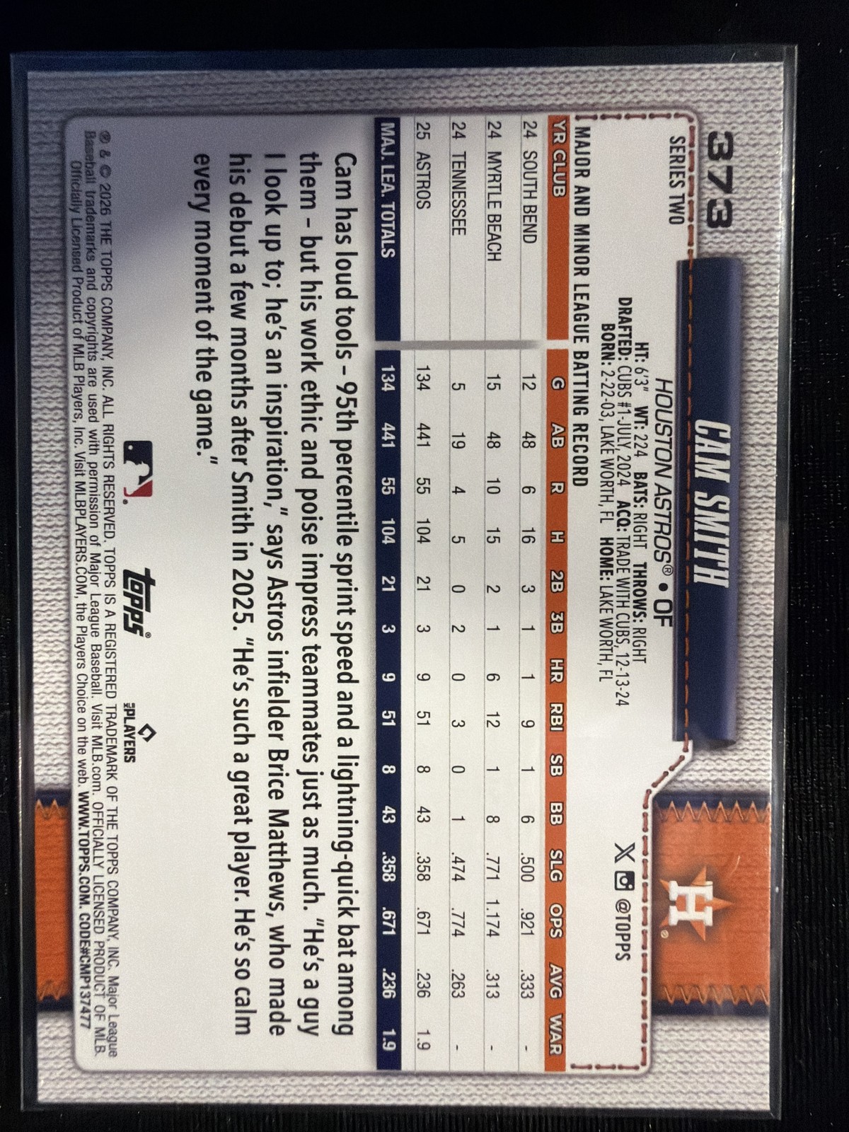 2026 Topps #373 Cam Smith