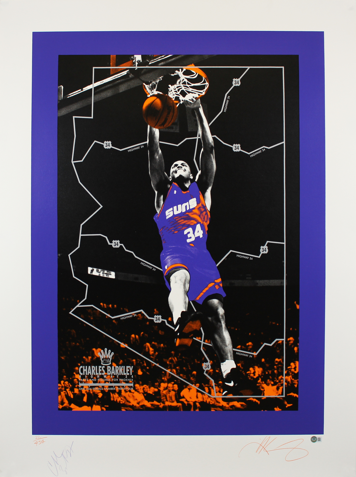 Suns Charles Barkley Authentic Signed Lithograph Limited Edition #’d To 434 BAS