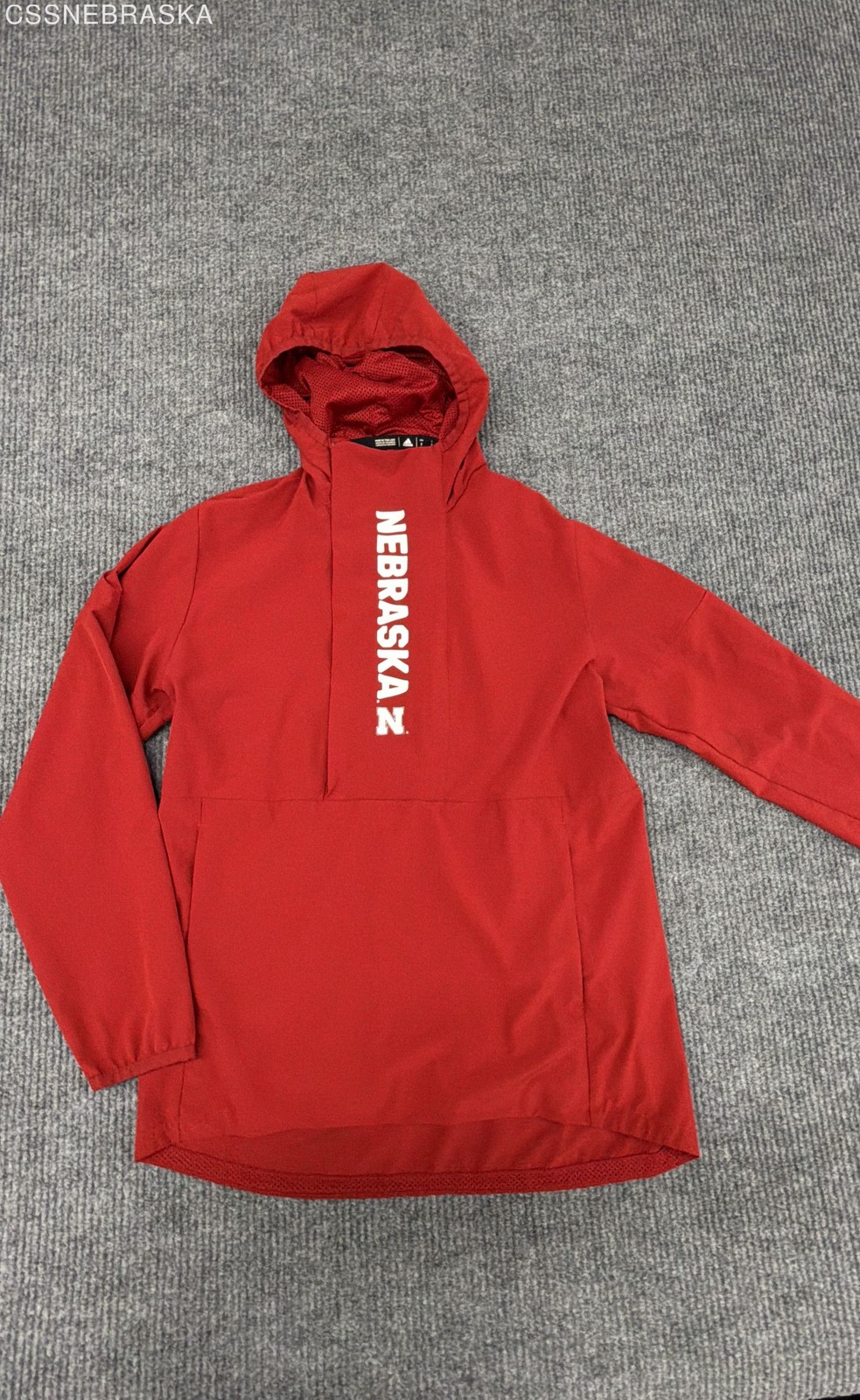 Adidas Men’s Nebraska Huskers Pullover Windbreaker Red Hooded Sz S