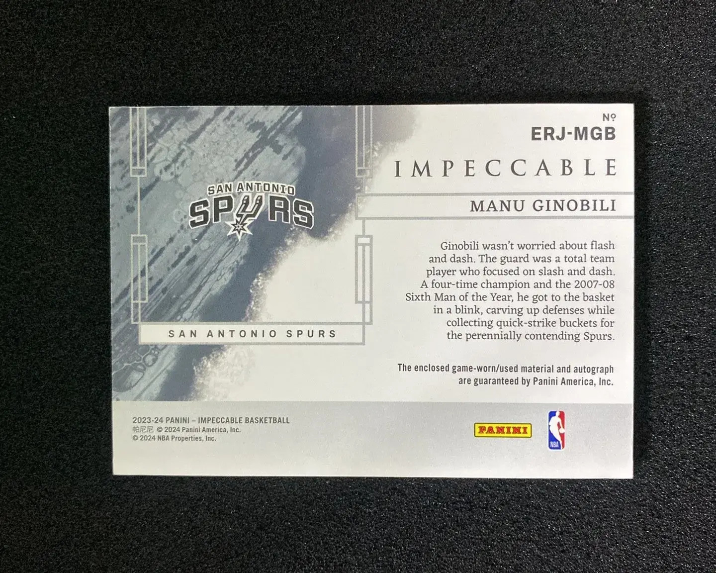 2023-24 Panini Impeccable Elegance Holo Silver Manu Ginobili Auto Patch /25 KF29