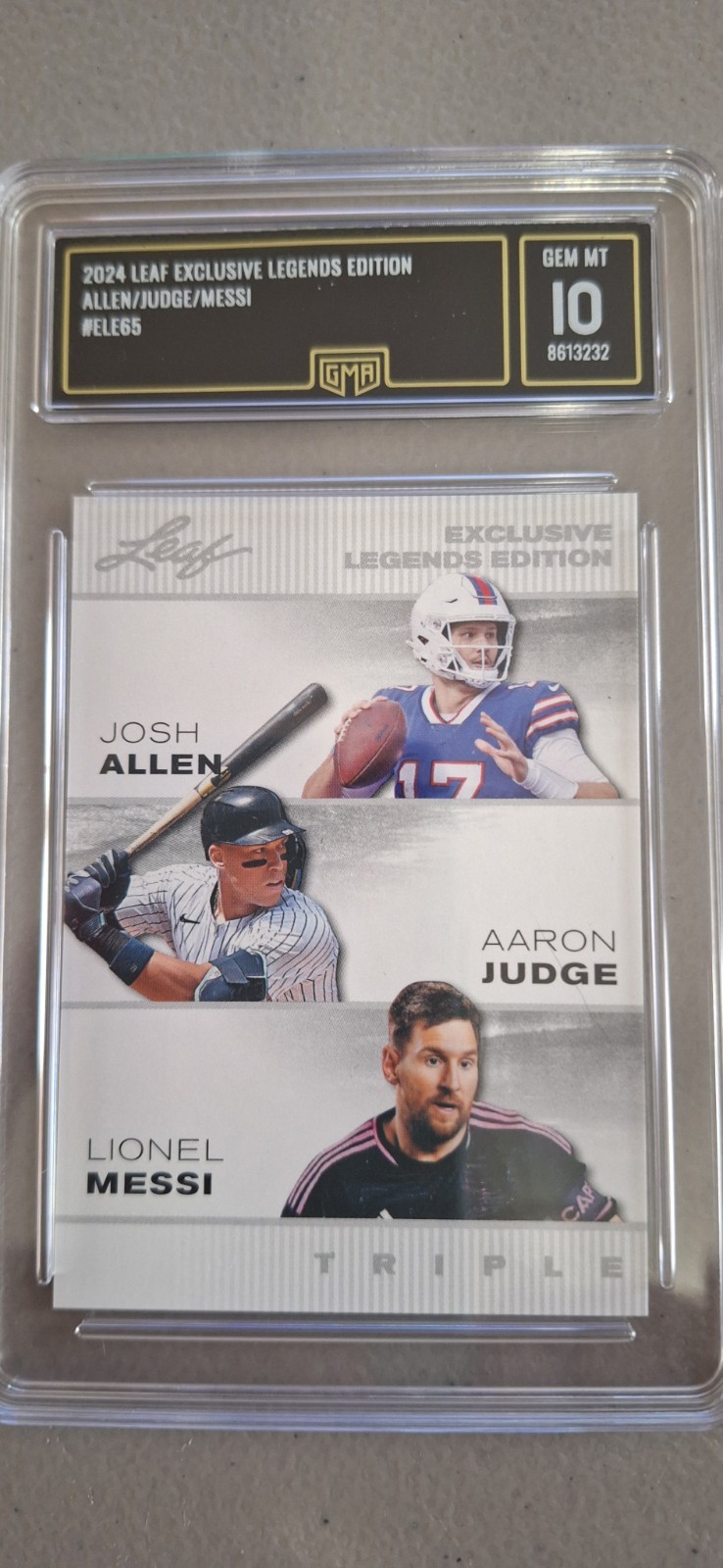 2024 Leaf Exclusive Legends Edition Allen/Judge/Messi #ele65 GMA Gem Mt 10