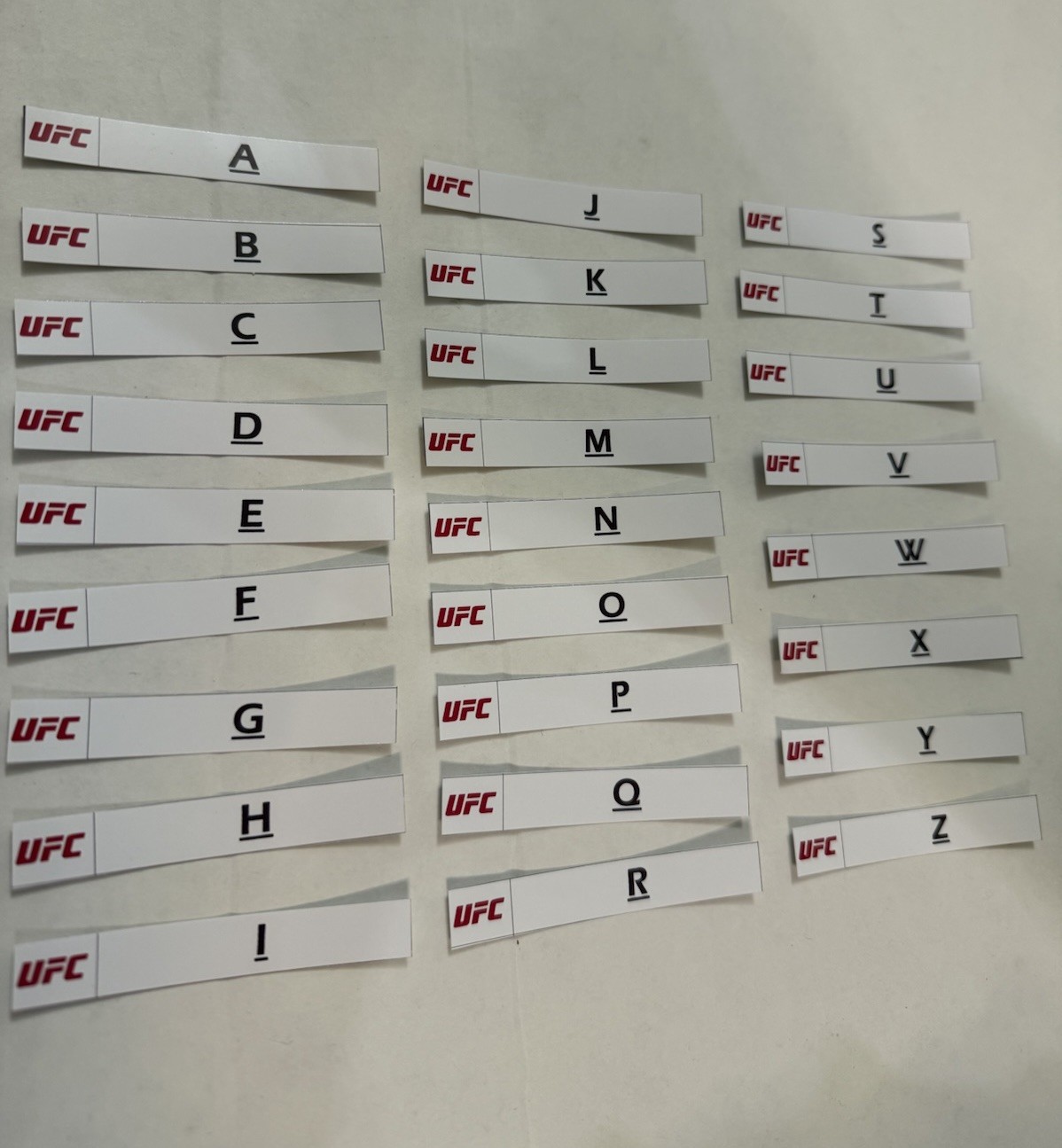 UFC A-Z Sticker Labels for BCW Card Dividers – Labels ONLY