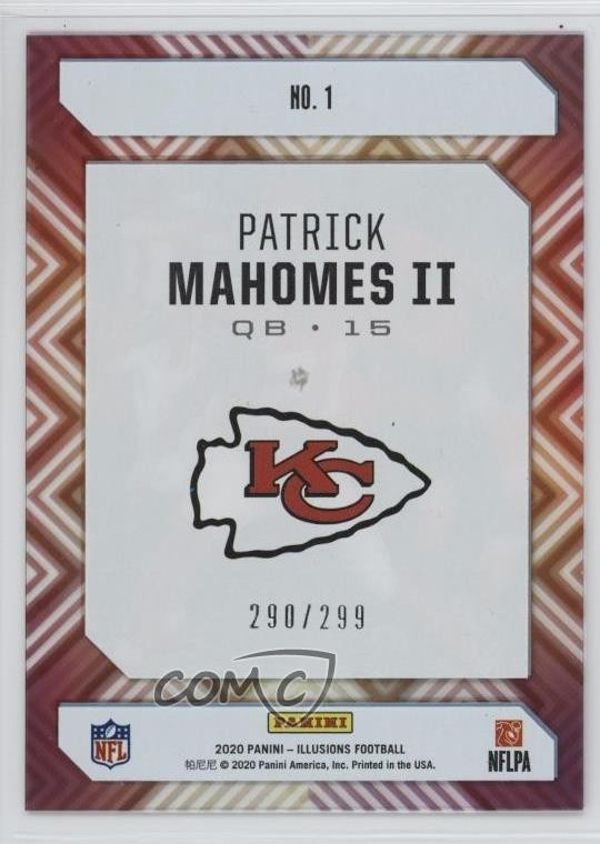 2020 Panini Illusions Clear Shots Light Blue 290/299 Patrick Mahomes II #1 8mm