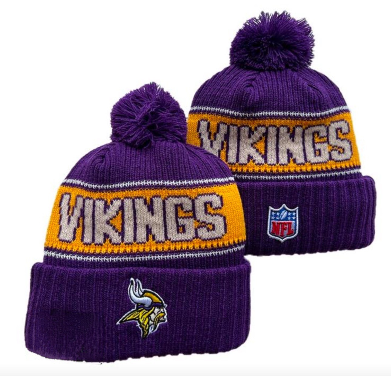 Minnesota Vikings Winter Knit Hat – Thermal Fleece Lined Pom Beanie
