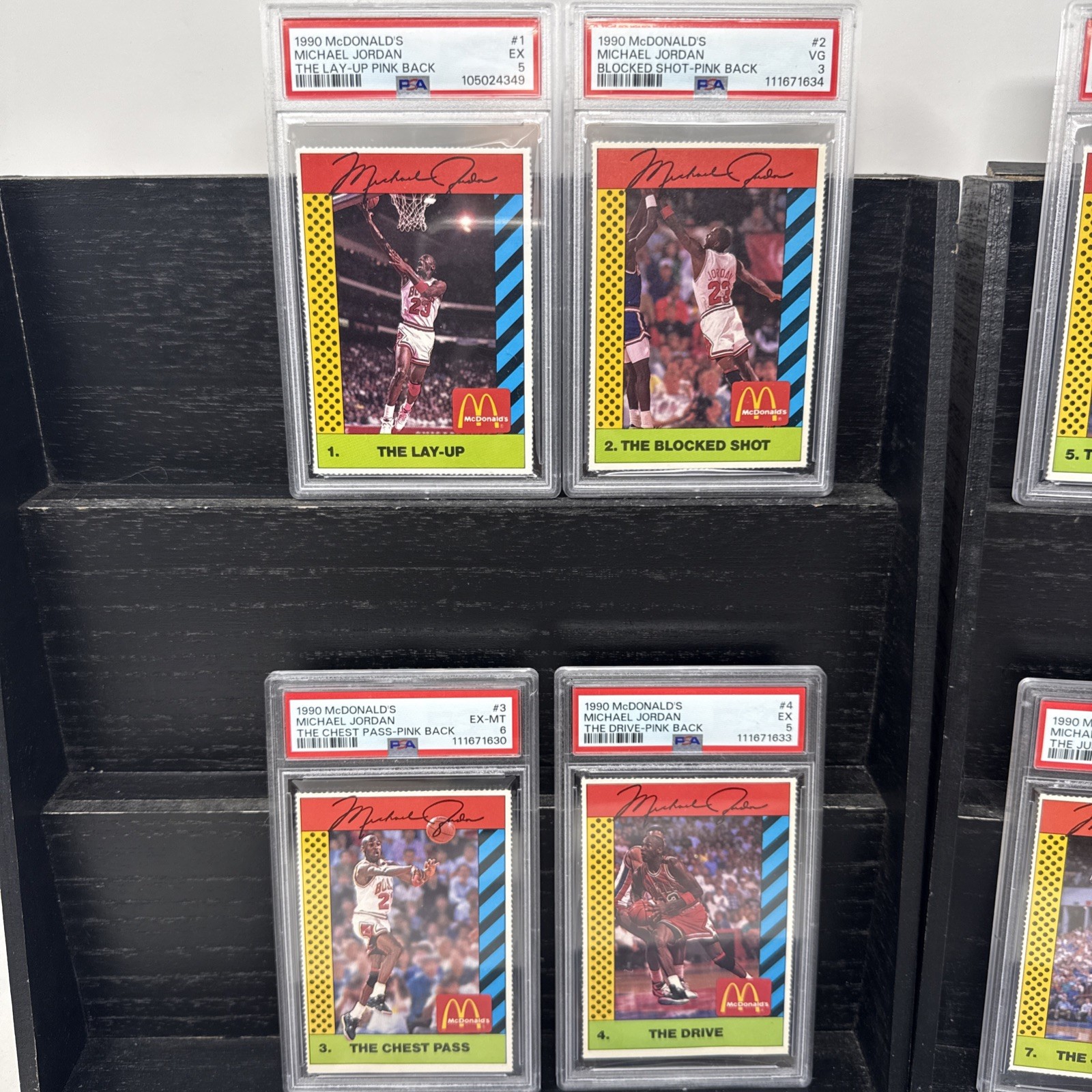 1990 McDonald Michael Jordan Pink Back 1-8 PSA Graded 3-6