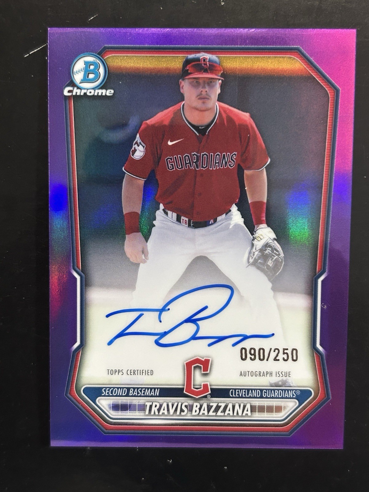 2026 Bowman Chrome Travis Bazzana Purple Auto /250 CPA-TB indians