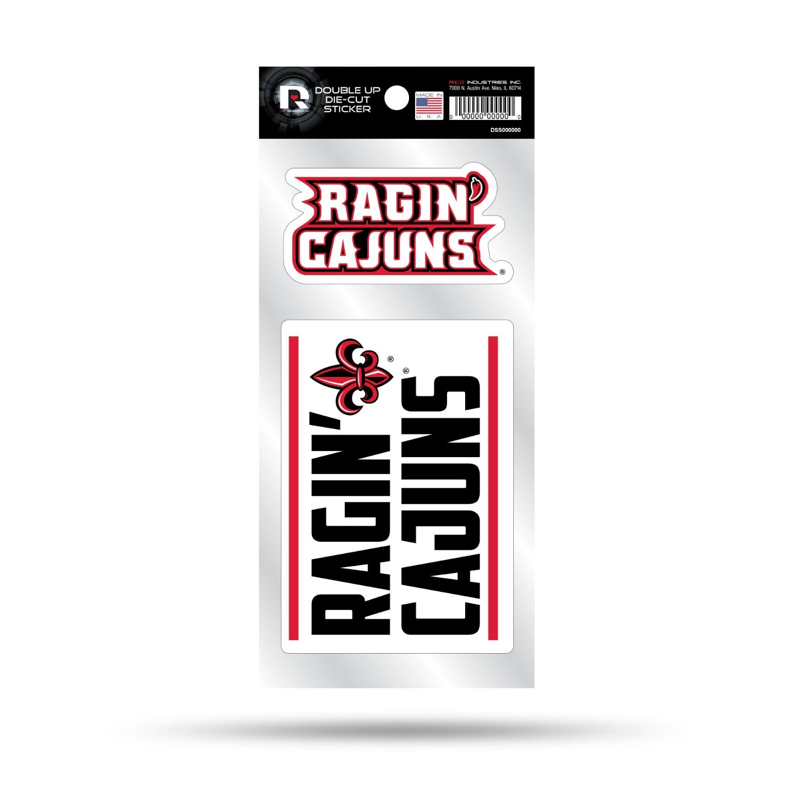 Louisiana Ragin Cajuns Set of 2 Die Cut Decals “Ragin Cajuns” Rico 3×4 Inches