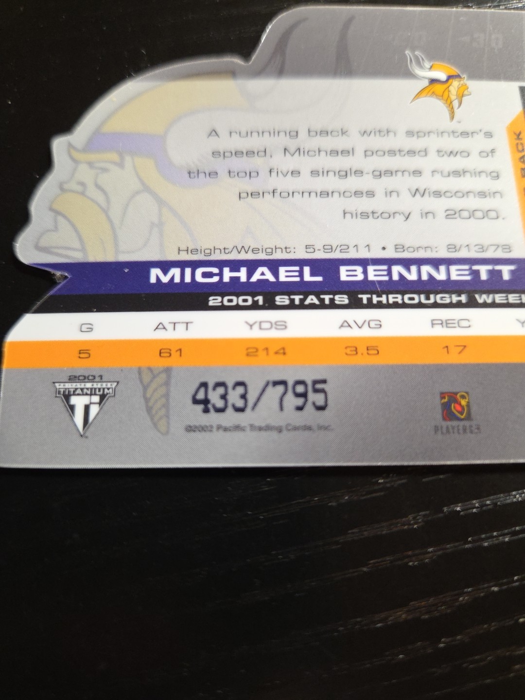 2001 Pacific Private Stock Titanium Michael Bennett Postseason /795 RC #P51