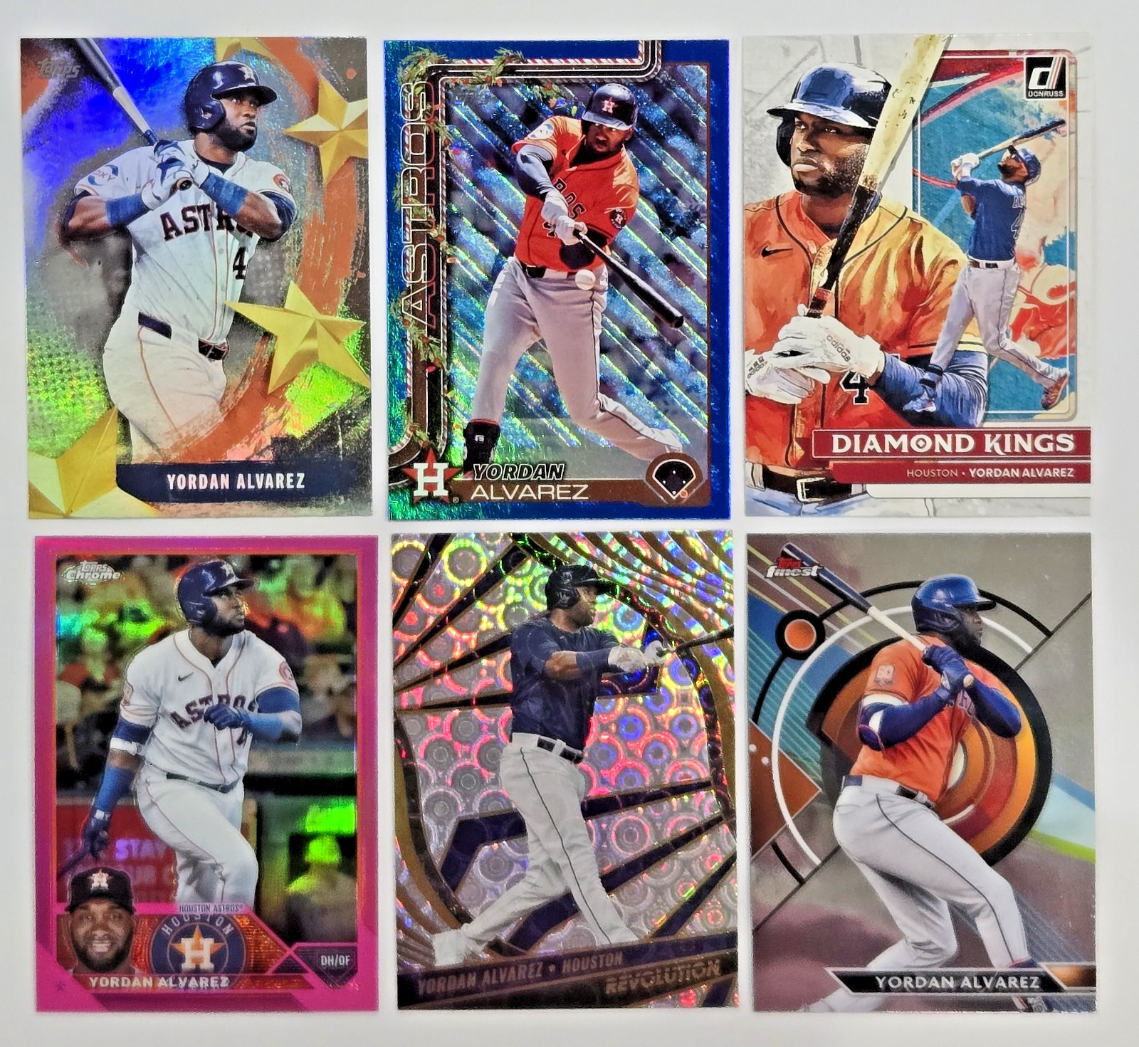 YORDAN ALVAREZ TOPPS CHROME PINK REFRACTOR🌈HOLIDAY BLUE METALLIC GLITTER LOT(6)