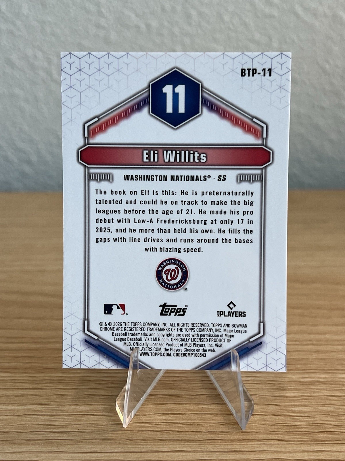 Bowman Chrome 2026 Eli Willits Bowman Top 100 Prospects Refractor #BTP-11 Nats