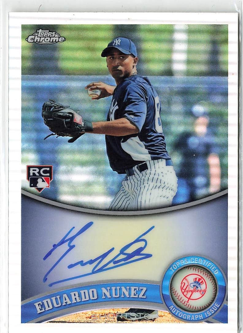 2011 Topps Chrome Eduardo Nunez Rookie Auto Refractor 123/499 #198 Auto RC