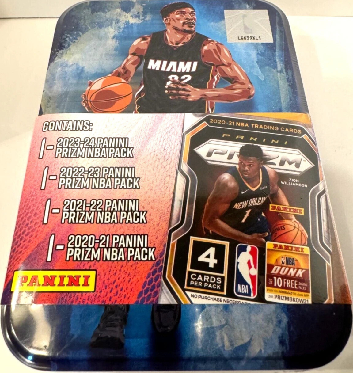 🔥🏀2024 Panini Prizm Jimmy Butler NBA Collectors Tin w/4 Prizm Packs 2020- 2024