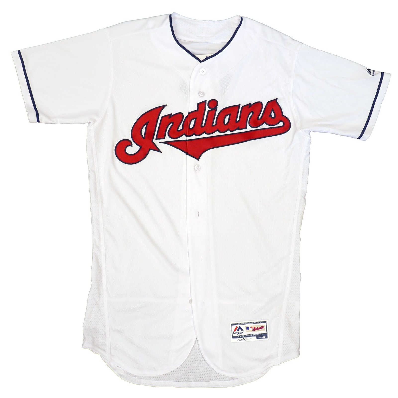 Mens MLB Cleveland Indians Authentic On Field Flex Base Jersey – Home White