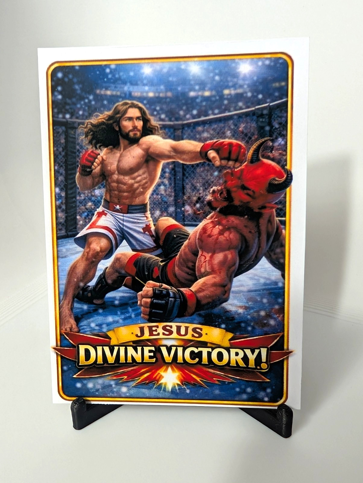 Jesus Divine Victory MMA Style Custom Trading Card