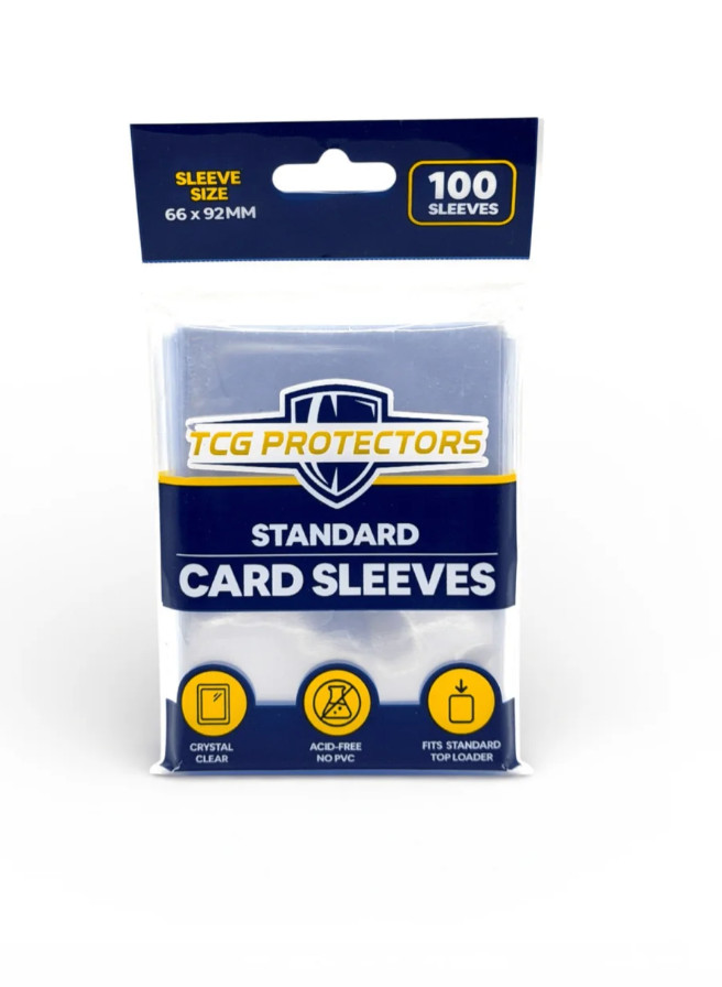 TCG Protectors Standard Card Sleeves 66x92mm – 100 Pack – Clear, Acid-Free
