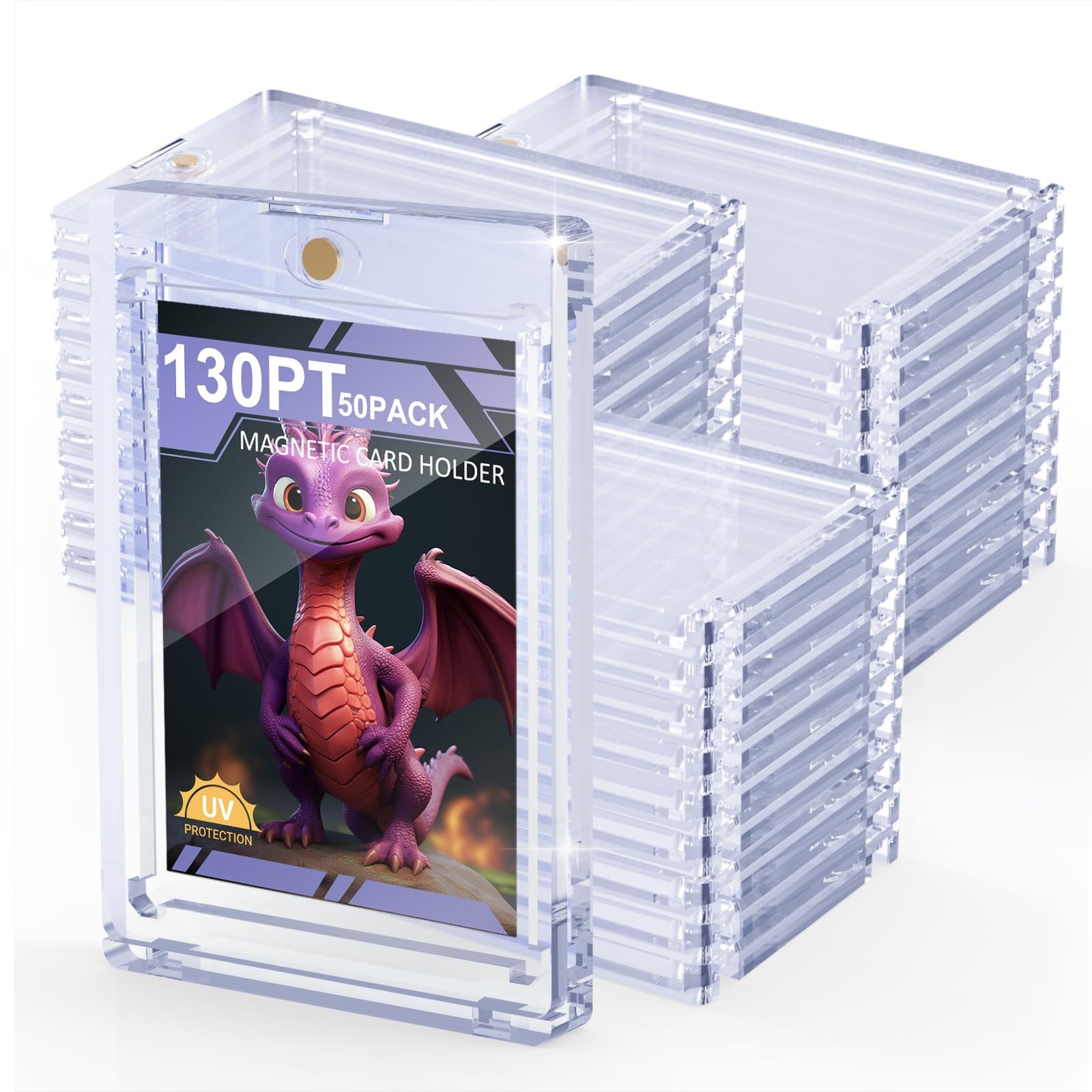 50 Pack Trading Card Holder, Single Card Case, Hard Plastic Protector Cover