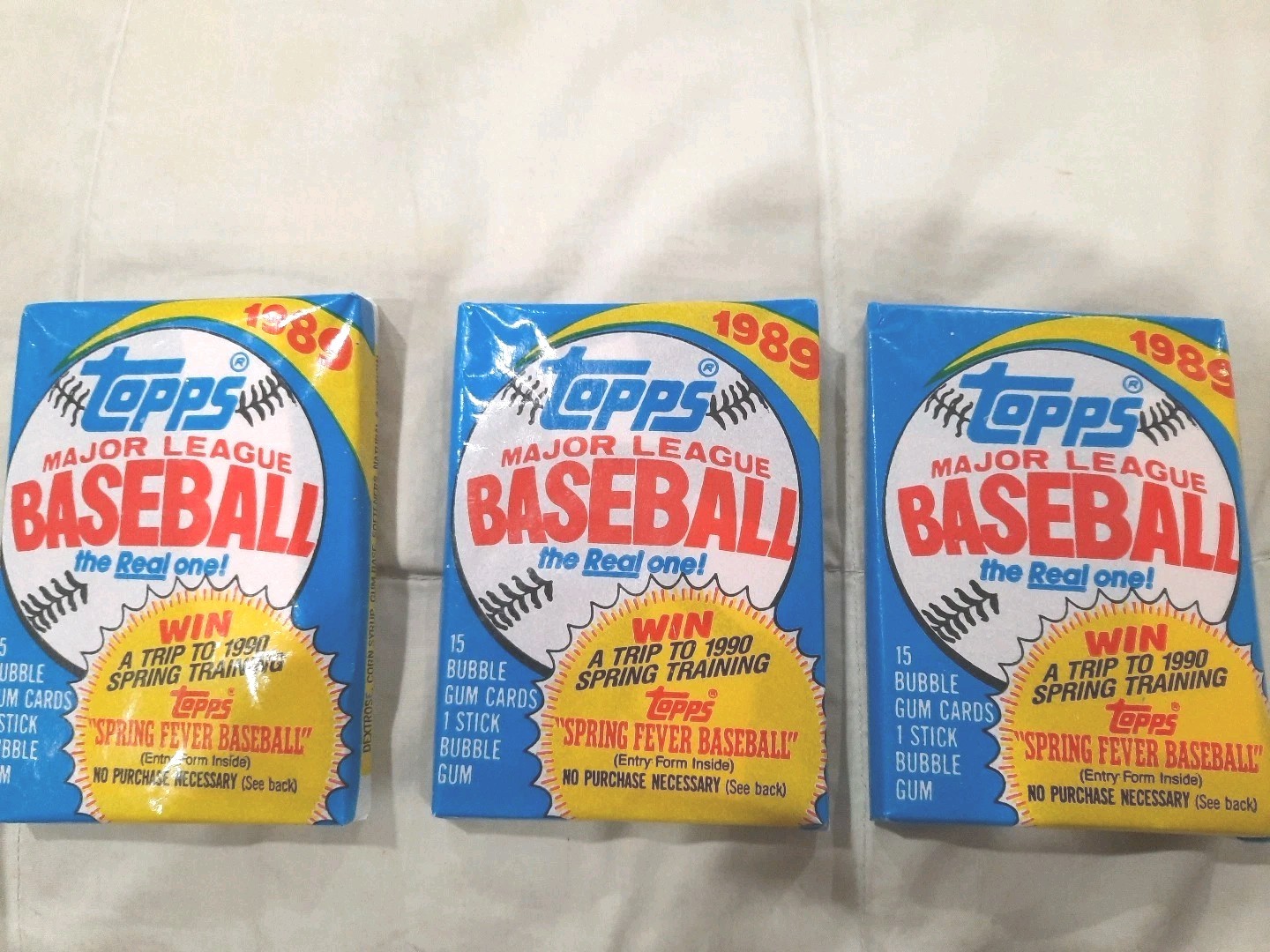 1989 topps baseball 3 Sealed wax packs Original Owner Excel Condition Gradable