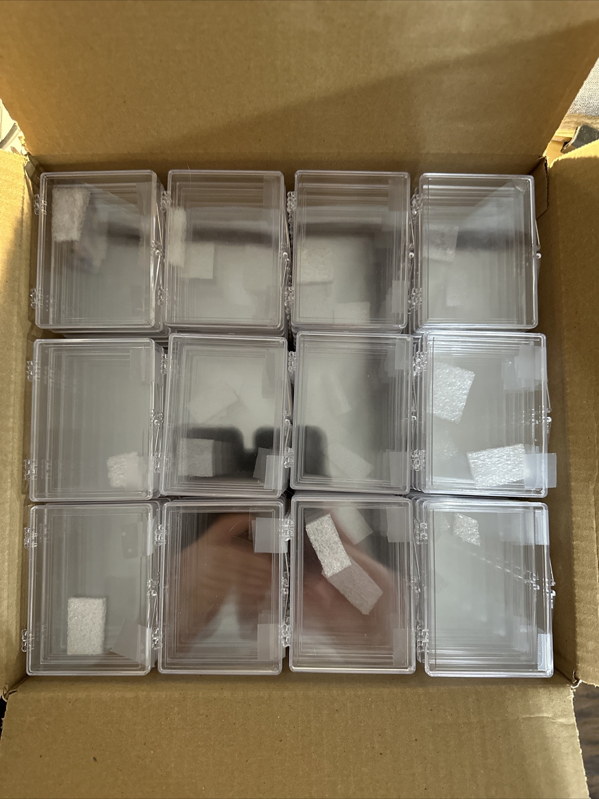 Box Of Used Plastic Sports Card Snap Cases, Abt 65-90, Assorted Sizes