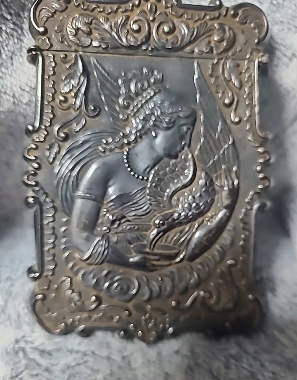 Antique Coin Silver Plate Monogram Calling Business Card Case Holder G2U