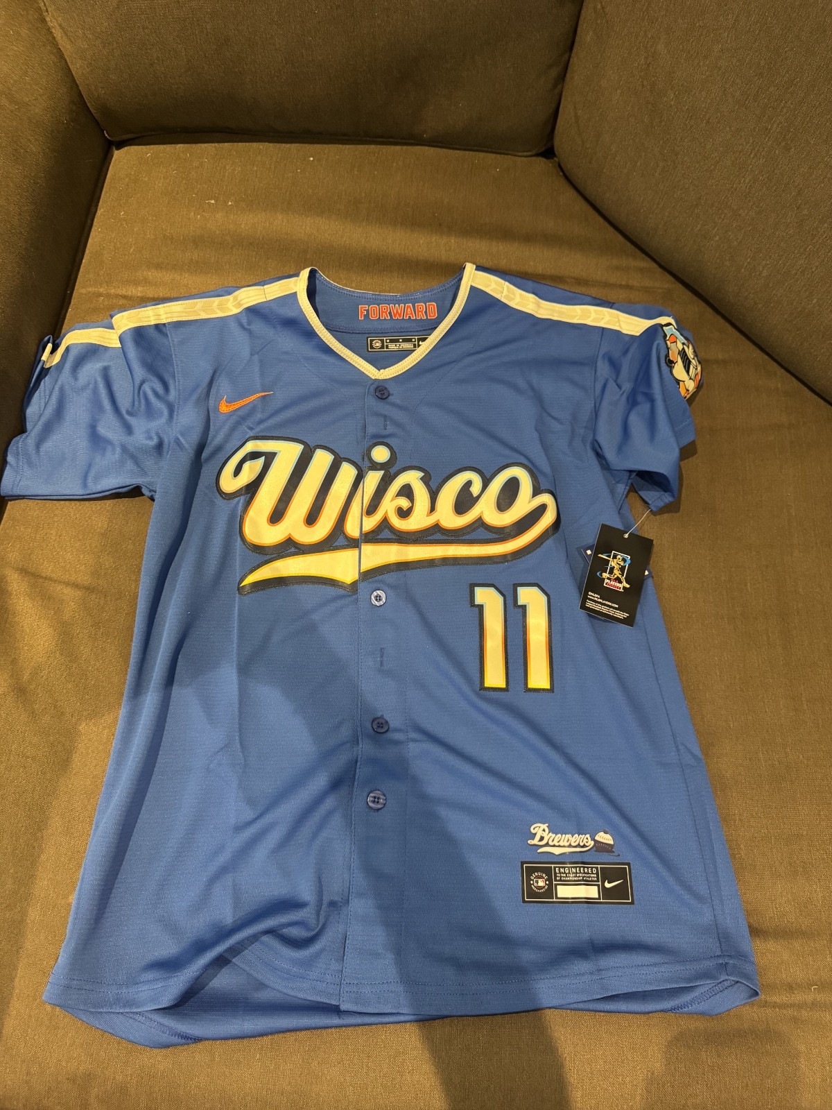Jackson Chourio Milwaukee Brewers Wisco Jersey Mens Size Large