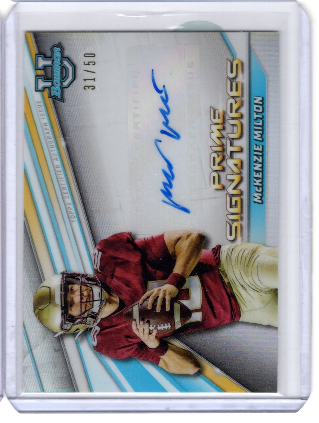 2021-22 Bowman University #PCS-MM McKenzie Milton Prime Signatures Auto /50 FSU
