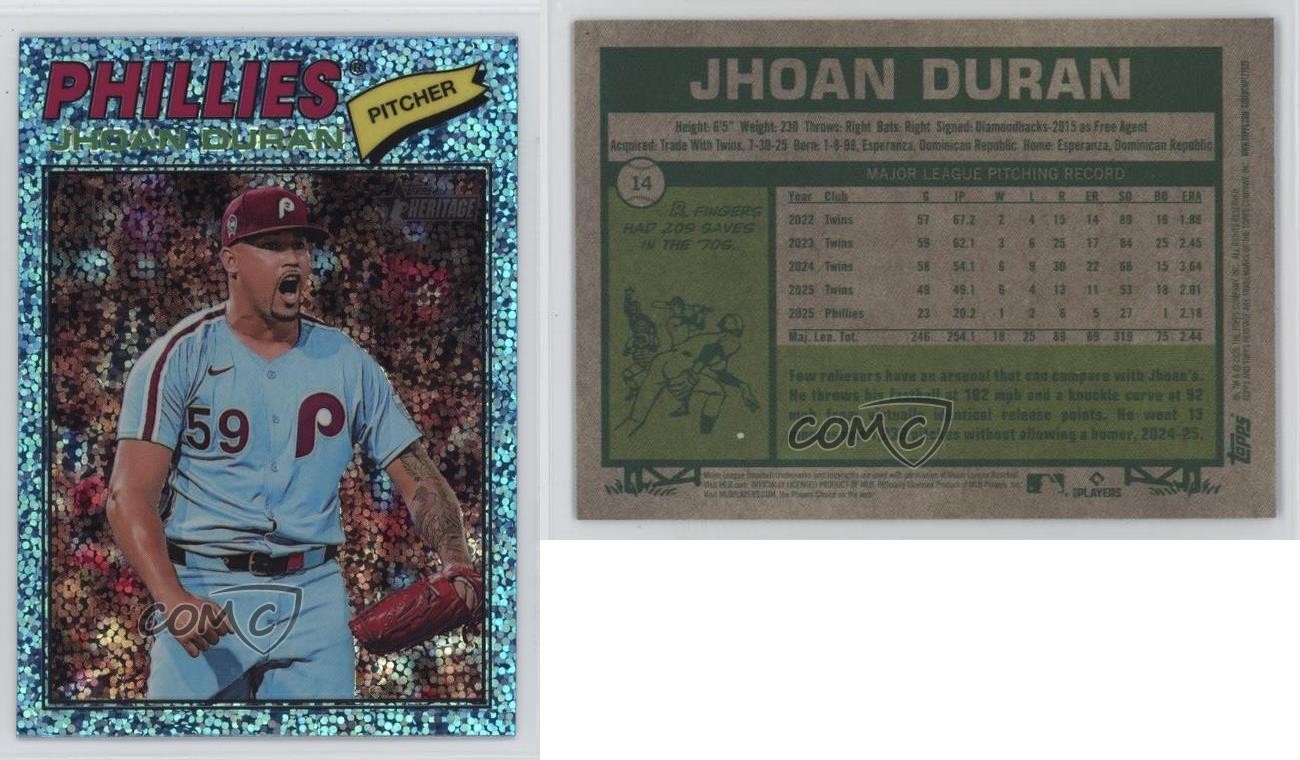 2026 Topps Heritage Chrome Light Blue Sparkle Refractor Jhoan Duran #14 1t43