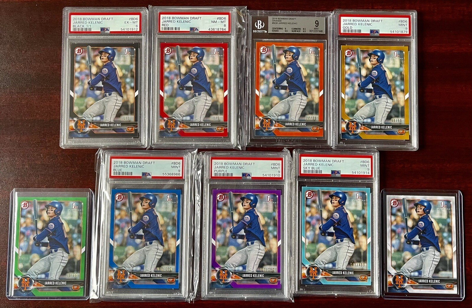 JARRED KELENIC 2018 BOWMAN 1ST ROOKIE COMPLETE COLOR RAINBOW!! 1/1, /5, /25, /50