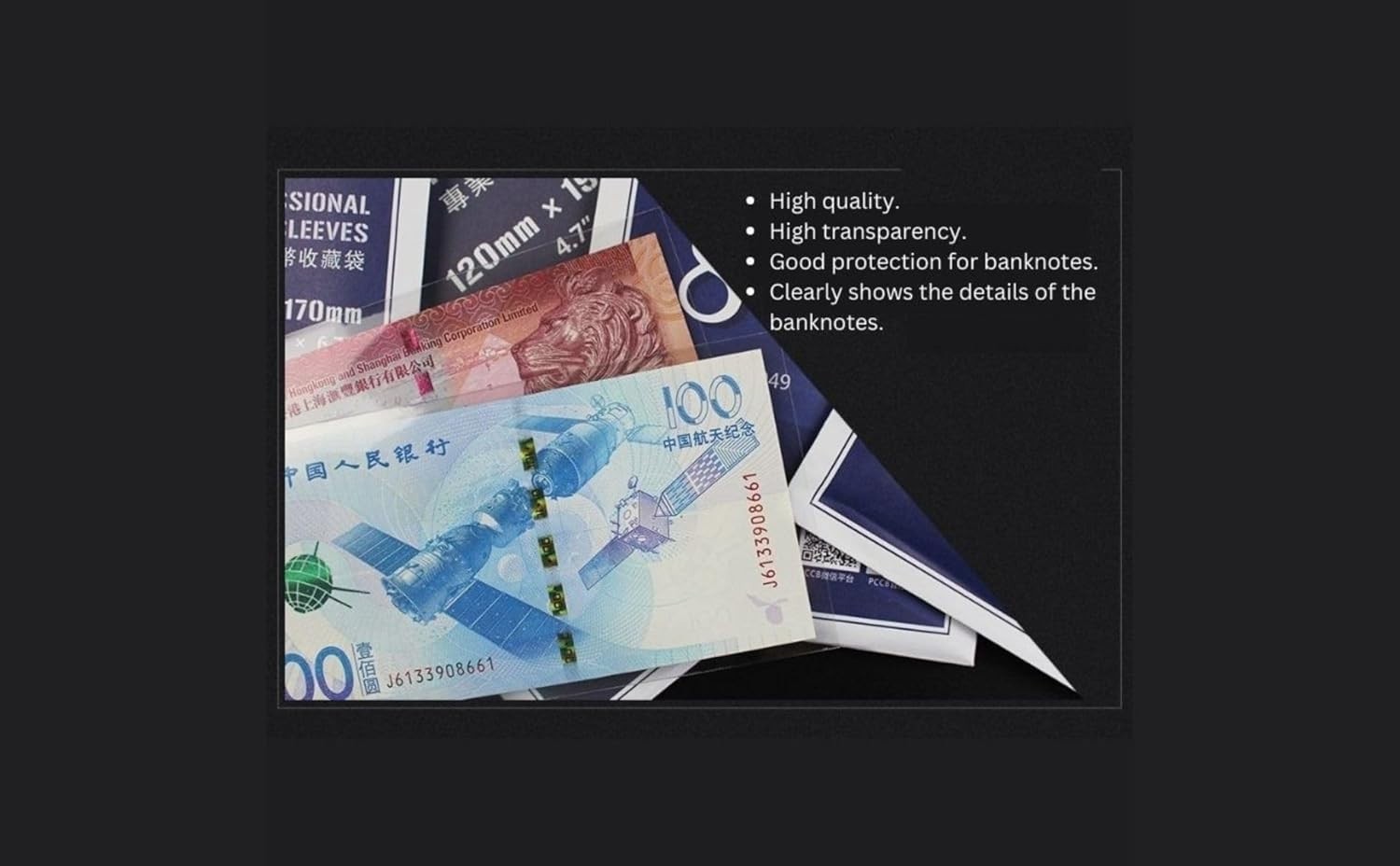 50-Pack Size 7 OPP Banknote Protective Sleeves for Safe Preservation